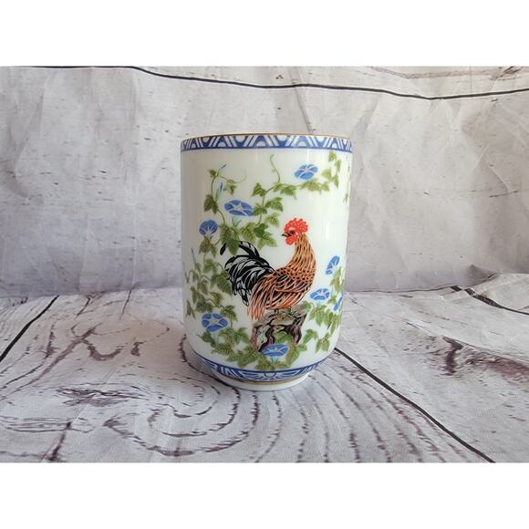 Kinuko Yamabe Limited Hand Painted Porcelain Tea Sake Cup Birds Japan Roaster - Picture 1 of 7